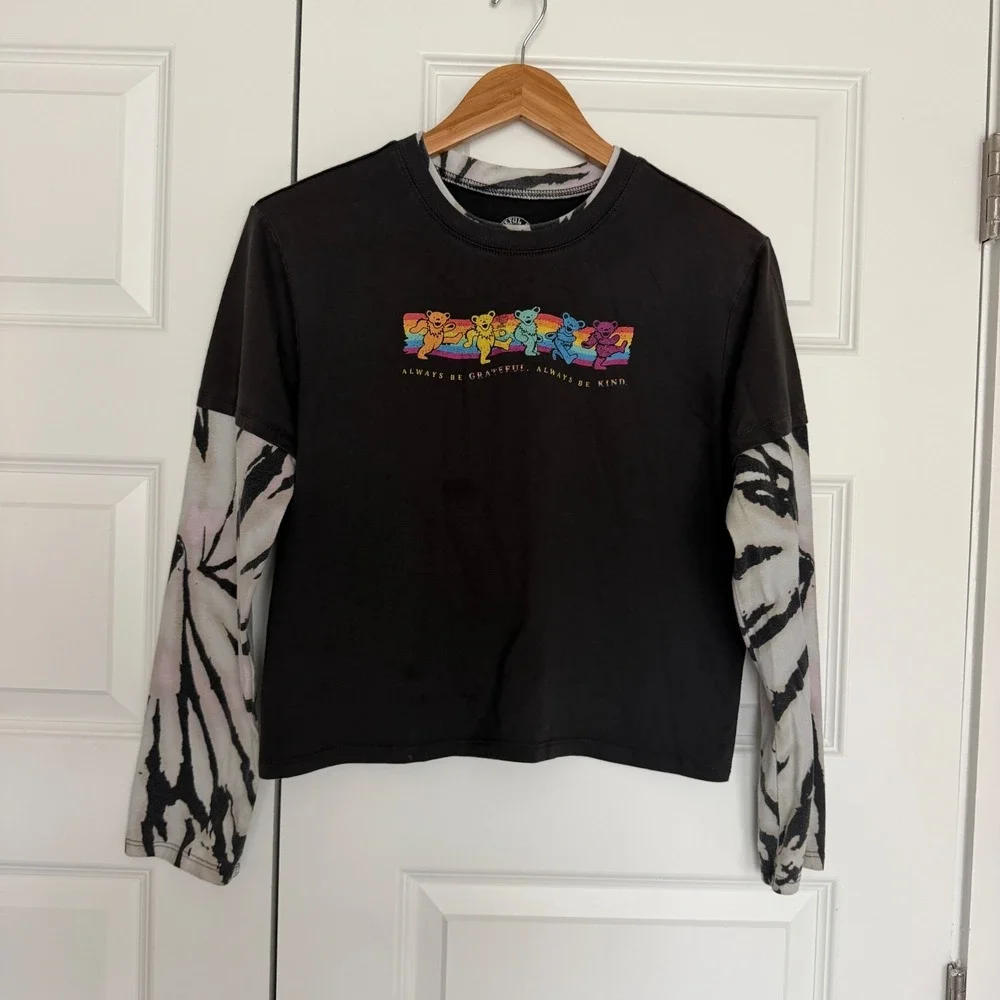 Grateful Dead Long Sleeve Shirt Dancing Bear Always Be Grateful Kind Youth Large